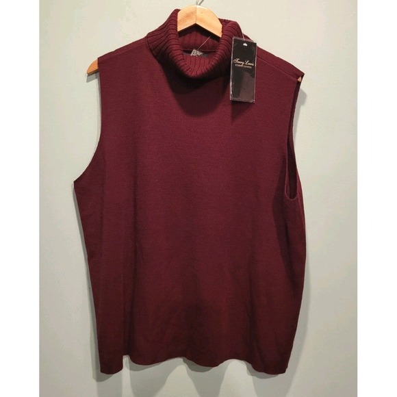 Terry Lewis Classic Luxuries Sweaters - New Burgundy Wool Blend Sleeveless Cowl Neck Sweater Terry Lewis 2X